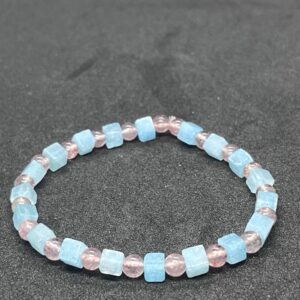 Blauer Calcit / Erdbeerquarz Armband