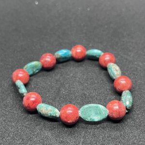 Chrysokoll / Rote Schaumkoralle Armband